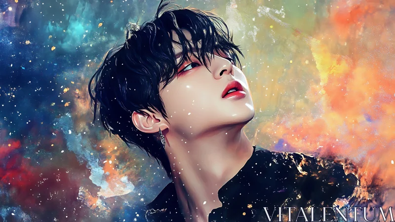 Star-kissed dreamer drifting through cosmic color storms.