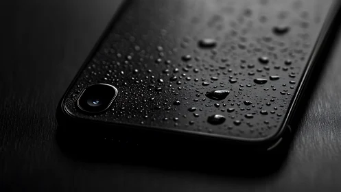 Water-resistant smartphone with hydrophobic surface coating and camera module