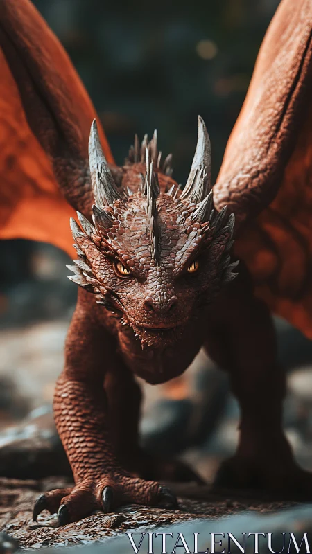 Fiery little dragon strides forward with bold, curious charm