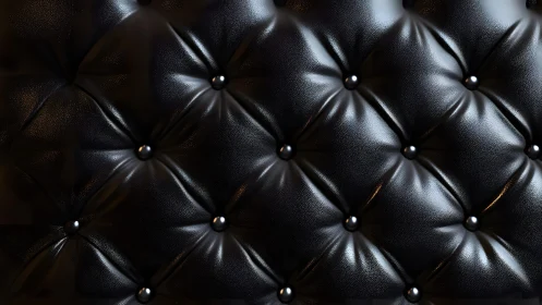 Luxurious Black Leather Tufted Upholstery Background, Modern Style.