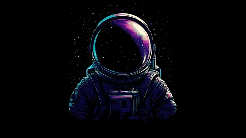 Cosmic voyager with a galaxy-glass helmet gazing inward.