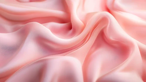 Ethereal Pink Silk Fabric Waves: Fluid Abstract Drapery Study.