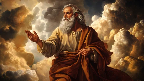 Divine patriarchal figure rendered in baroque-inspired digital painting