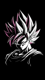 Stylized anime warrior bust with high-contrast outline.