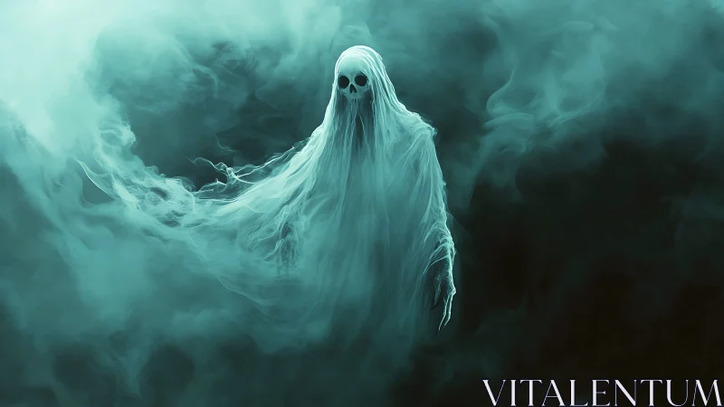Pale wraith unravels from seafoam mist in haunted silence.