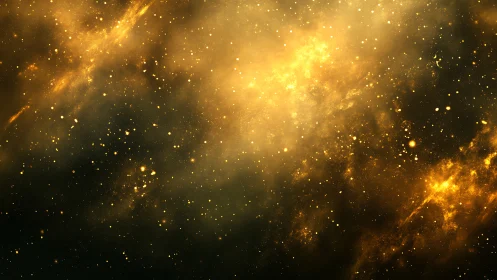 Golden interstellar dust cloud with dense starfield gradients