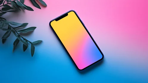 Notch-Display Smartphone with Gradient Screen Interface in 3D Product Visualization