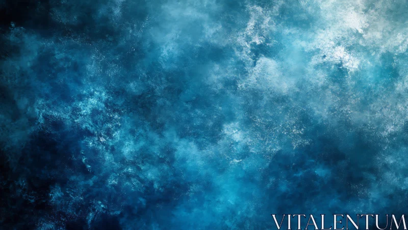 Oceanic blue abstract cloudscape evokes depth and motion.