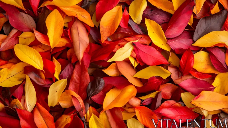 Overlapping autumn leaves form dense multicolored surface