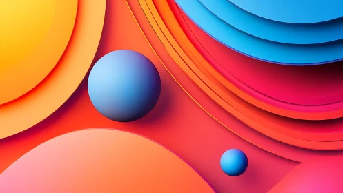Layered neon gradients sculpt bold geometric 3D spheres