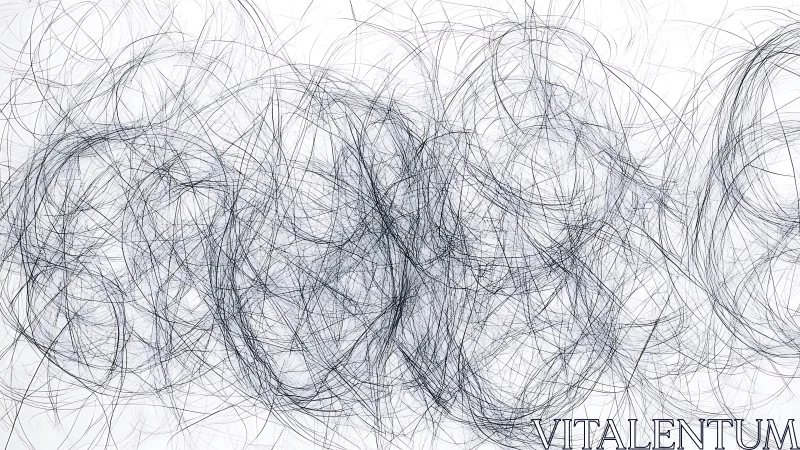 Abstract chaotic scribble lines on white background, minimalist art.