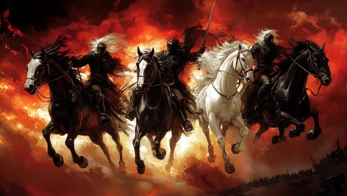 Riders through the burning sky, storm-chasing on wild steeds.