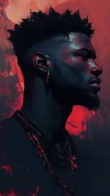 Digital painting profile portrait with dual-tone lighting study.