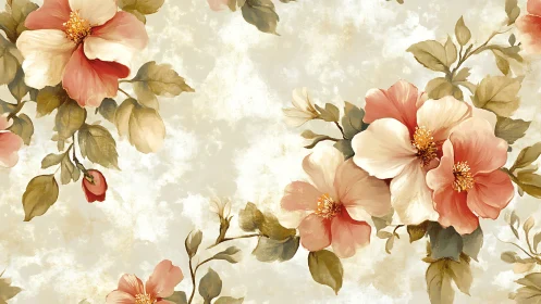 Watercolor floral bouquet pattern with vintage tonal layering.