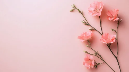 Pink carnations arranged on pastel background with shadows