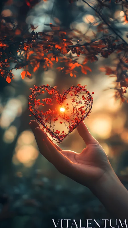 Heart-Shaped Branches Glowing in Autumn Light.