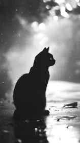 Cat Gazes Through Rain With Quiet Wonder.