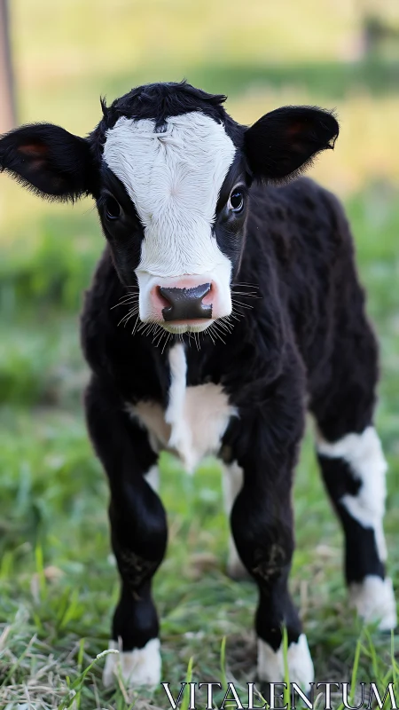 Tiny pasture sentinel studies the world with velvet stare
