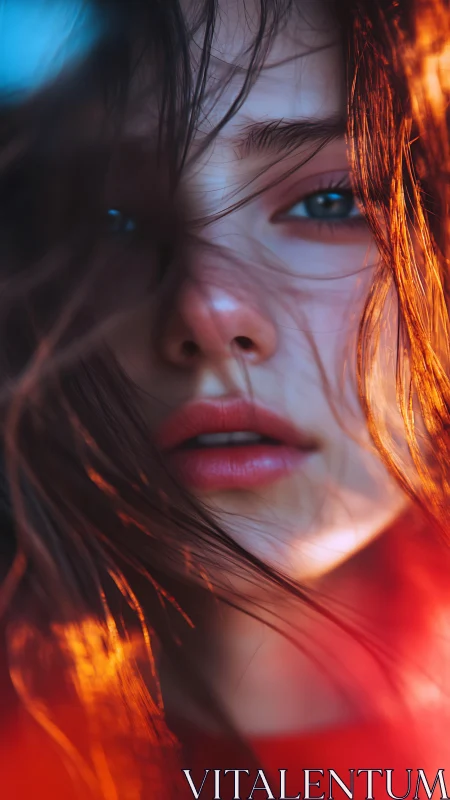 Chromatic closeup portrait with dynamic bokeh illumination.