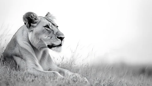 Quiet afternoon lioness rests gracefully in soft savanna light
