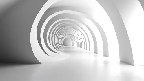 Infinite White Spiral Corridor Converging Into Light