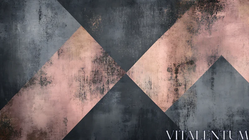 Geometric diagonals with distressed metallic rose overlays