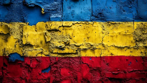 Weathered tricolor wall captures bold urban resilience