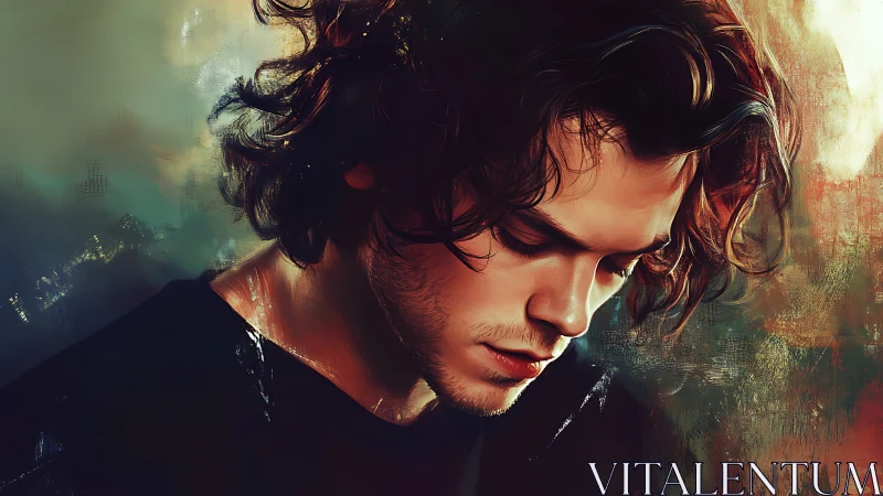 Male profile portrait in semi-abstract digital painting style.