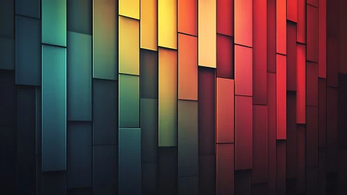 Gradient multicolor rectangular panels in layered 3D relief