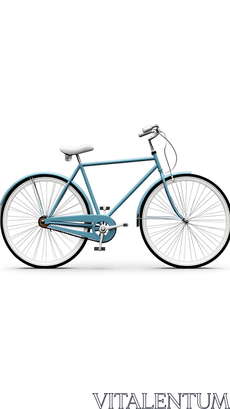 Blue City Bicycle with Curved Frame and Upright Positioning.