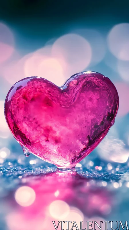 Heart-shaped glass structure containing magenta fluid