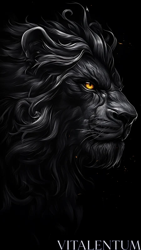 Midnight lion carves fire into darkness with molten gaze