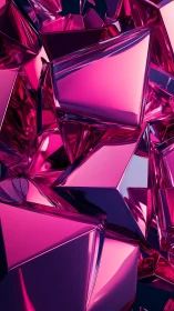 Gleaming pink crystal shapes in a lively abstract cluster.