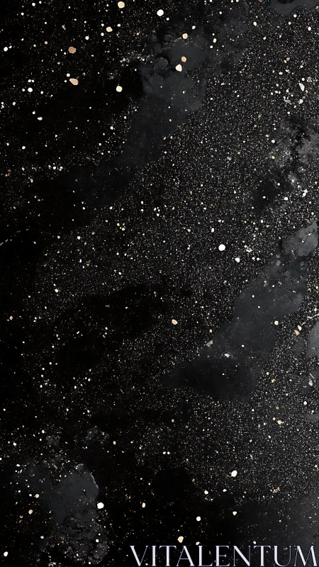 Star-splashed obsidian sky with drifting cosmic dust trails.