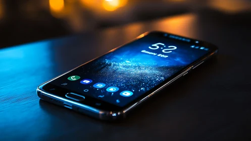 Premium Smartphone Display with Illuminated Interface Elements.