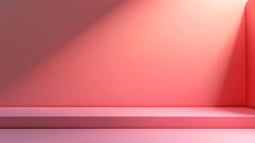 Soft pink display platform glows in angled studio light