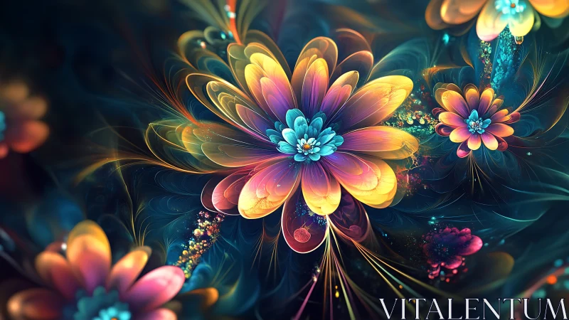 Radiant fractal blossoms unfold in luminous cosmic space.
