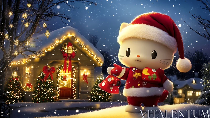 Cozy kitten in Santa suit brings gentle Christmas cheer