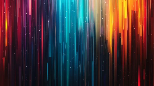 Vibrant vertical light streaks in futuristic abstract digital style.