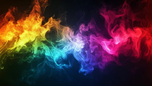 Color spectrum smoke waves on a dark abstract background.