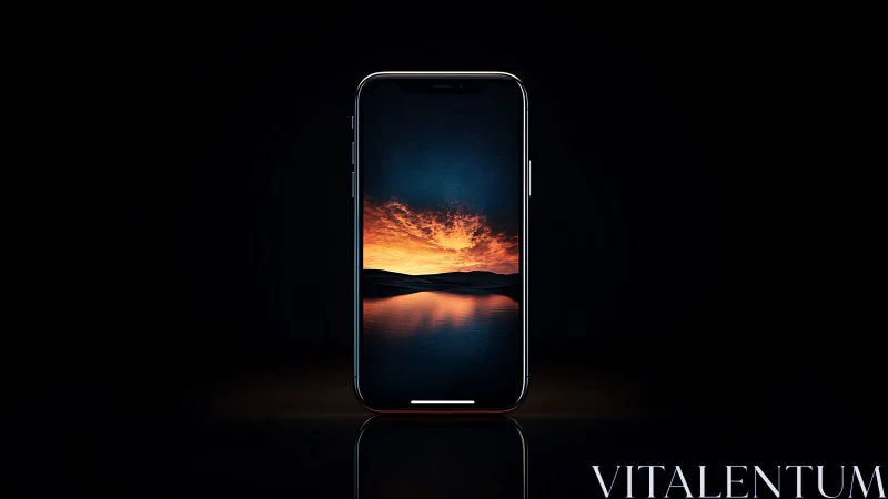 Bezel-less smartphone isolates against black with luminous display