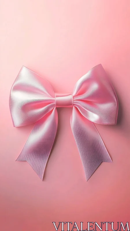 Pink Satin Bow with Gradient Sheen on Monochrome Background.