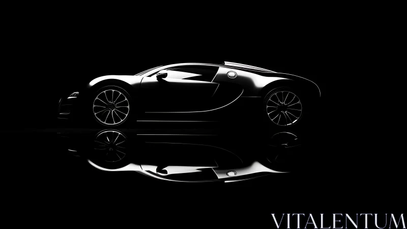 Side-profile hypercar silhouette with specular rim reflections