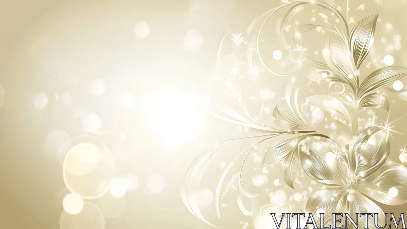 Monochromatic floral vector composition with luminous bokeh elements