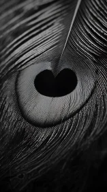 Heart-Shaped Void in Monochrome Feather.