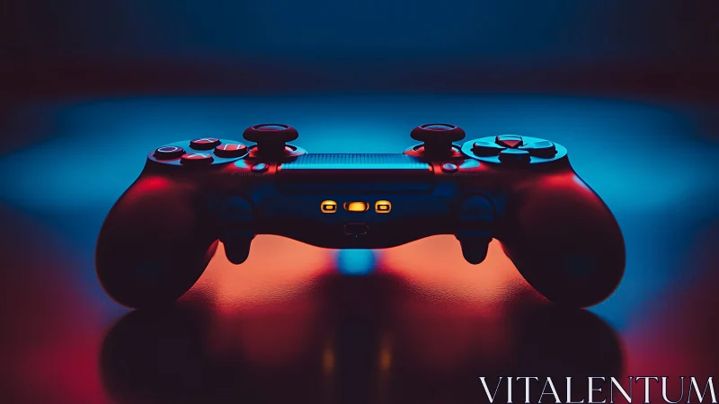 Neon Glowing Gaming Controller in Dark Atmosphere