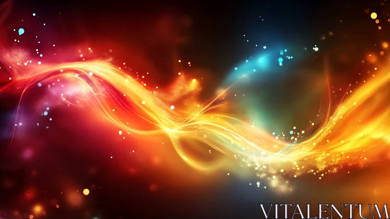 Colorful light waves crossing in vibrant abstract motion.