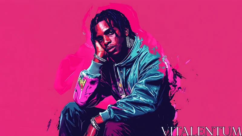 Moody neon portrait captures urban style in bold color