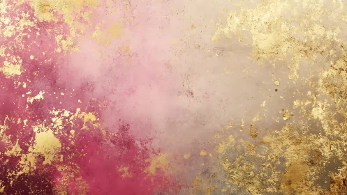 Gold foil texture spreads across soft pink gradient field
