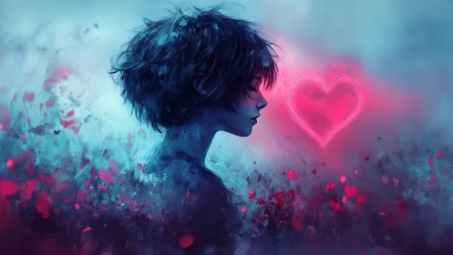 Neon Heartbeat: Silhouette Lost in Luminous Dreams